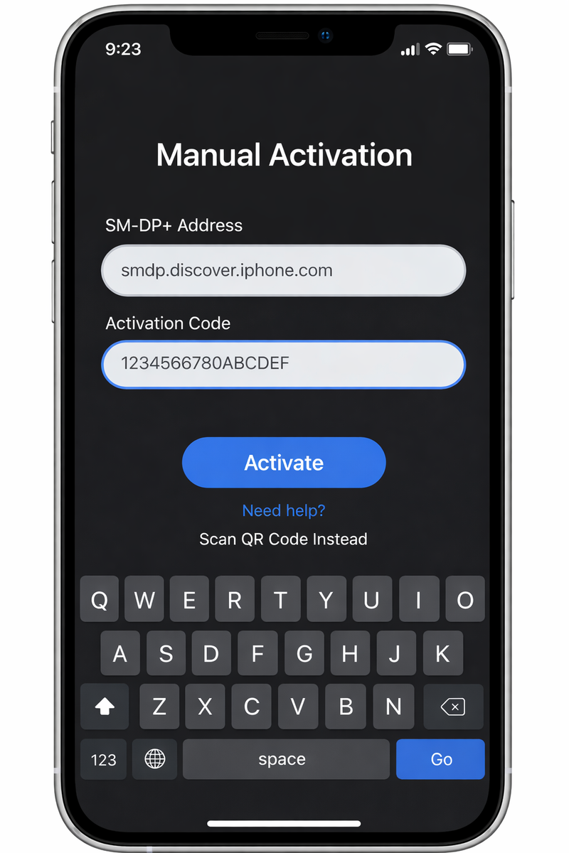 iPhone manual setup step 2