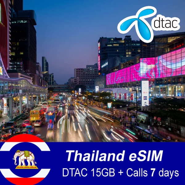 Thailand esim DTAC 15GB for 7 days